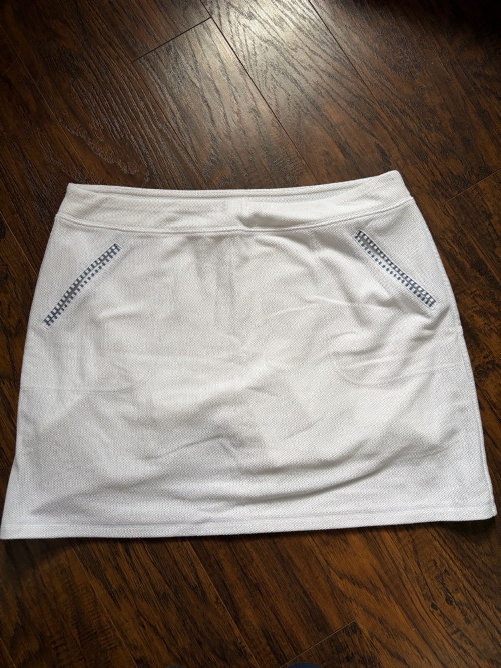 Talbots Skort Textured Nautical Stripe White Athletic Preppy Skirt